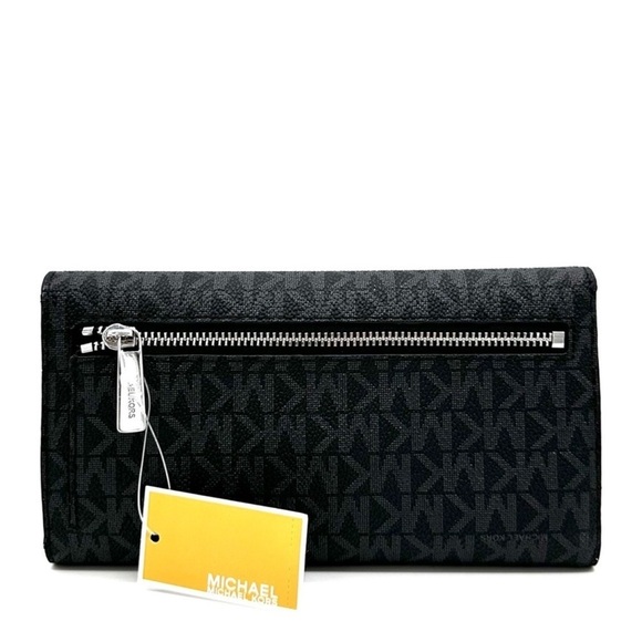 Michael Kors Large Trifold Wallet Black/Silver - Picture 5 of 8